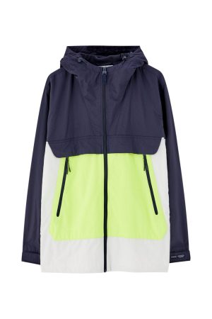 Colour Block Raincoat with Hood