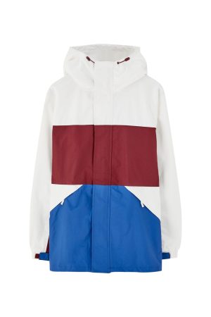 White Hooded Jacket With Colour Blocking